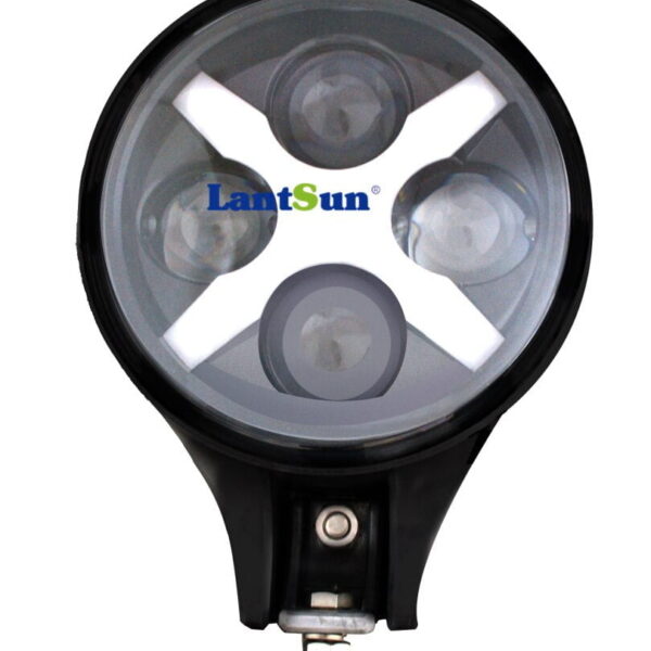 PAR DE FOCOS LED REDONDO (CON X)  BASE NEGRA LANTSUN