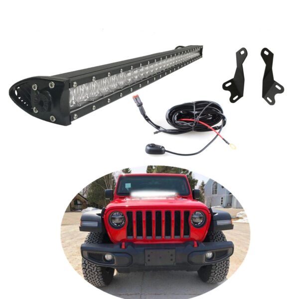 KIT DE BARRA LED SLIM C/SOPORTE PARA CAPOT WRANGLER JL / GLADIATOR 19-23 LANTSUN