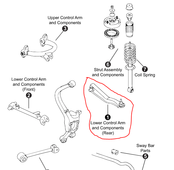 BANDEJA INFERIOR TRASERA DER SEBRING/STRATUS 2 PUERTAS 2001-2005 MOOG
