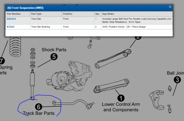 BUJE BARRA (TRACK-BAR) NITRO/RAM-1500-2500/G-CHEROKEE/LIBERTY 94-11 Moog - Imagen 3