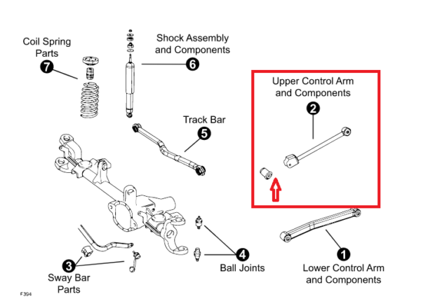 BUJE BRAZO SUSPENCION DELANTERO WRANGLER 07-10 MOOG - Imagen 2