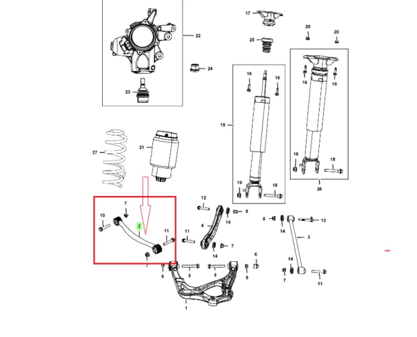 BRAZO SUSPENCION TRASERA LADO SUPERIOR DERECHO JEEP GRAND CHEROKEE 16-21 MOOG - Imagen 2