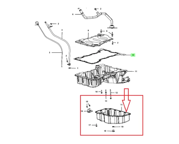EMPAQUETADURA DEL CARTER PARTE INFERIOR GRAND CHEROKEE/WRANGLER 3.0 DIESEL 14-23 FELPRO - Imagen 2